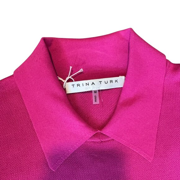 Trina Turk Magenta Collared Knit Polo Midi Dress NWT Size M - Picture 5 of 8